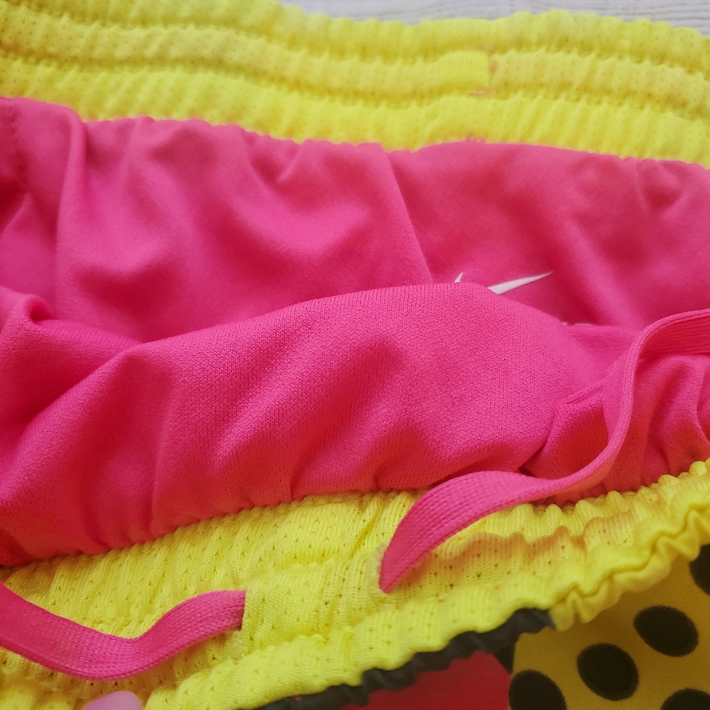 Nike dri-fit pink and yellow cute running shorts.  Size small - Picture 6 of 13